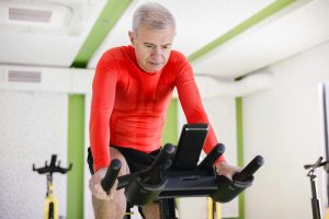 man on stationary bike