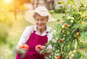 elderly woman in garden